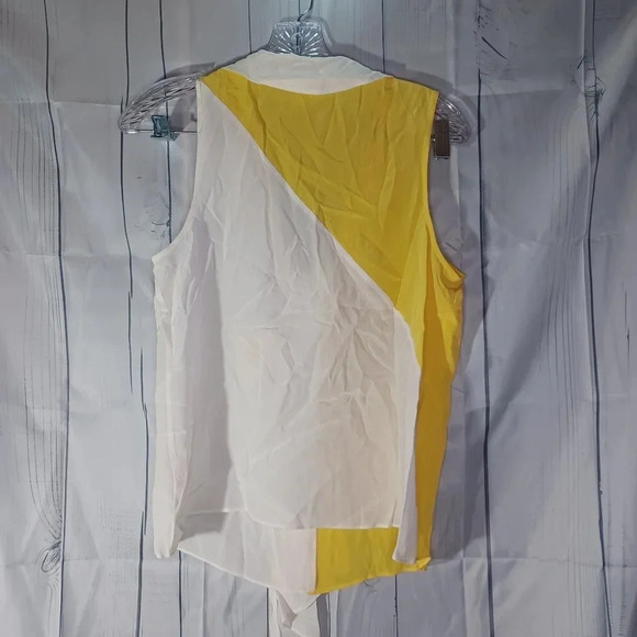 Maeve by Anthropologie 100% silk White And Yellow sleeveless shirt - Picture 6 of 8